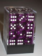 36 D6 Dice Block - 12mm Translucent Purple with White - CHX23807